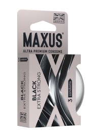 Черные утолщенные презервативы MAXUS Extra Strong с железным кейсом - 3 шт. - Maxus - купить с доставкой в Рубцовске