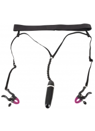 Женские вибростринги с зажимами для половых губ Spreader String with Vibrator - Orion - купить с доставкой в Рубцовске