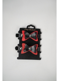 Черно-красные кожаные наручники с бантиками - Crazy Handmade - купить с доставкой в Рубцовске