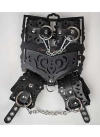 Черный ажурный кожаный набор фиксаций - Crazy Handmade - купить с доставкой в Рубцовске