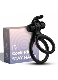 Черное эрекционное виброкольцо с подхватом мошонки Stay Hard - Boys of Toys - в Рубцовске купить с доставкой