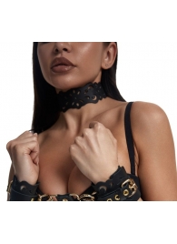 Черный ажурный чокер с золотистой фурнитурой - Crazy Handmade - купить с доставкой в Рубцовске