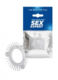 Эластичное эрекционное кольцо с 3 шариками и шипами - Sex Expert - в Рубцовске купить с доставкой