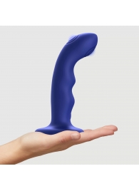 Синяя насадка-стимулятор Strap-On-Me Tapping Dildo Wave - Strap-on-me - купить с доставкой в Рубцовске