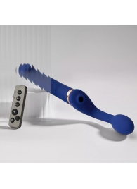 Синий безремневой страпон Multi Orgasm Bendable Strap-On size L с клиторальной стимуляцией - Strap-on-me - купить с доставкой в Рубцовске