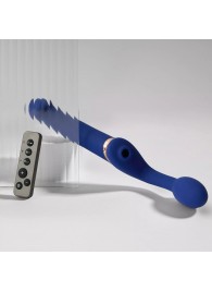 Синий безремневой страпон Multi Orgasm Bendable Strap-On size XL с клиторальной стимуляцией - Strap-on-me - купить с доставкой в Рубцовске