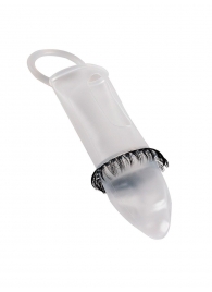 Закрытая насадка на пенис с подхватом мошонки и стимулирующими «ресничками» - Sextaz - в Рубцовске купить с доставкой