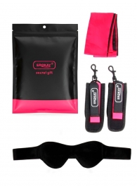 Черно-розовый эротический набор: маска, наручники и повязка - Erokay - купить с доставкой в Рубцовске