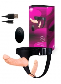 Женский страпон с 2 насадками, вибрацией и пультом ДУ - Erowoman-Eroman - купить с доставкой в Рубцовске