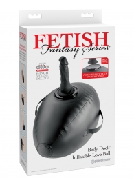 Черный надувной мяч с платформой для фиксации дилдо Body Dock Inflatable Love Ball - Pipedream - купить с доставкой в Рубцовске