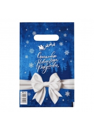 Сине-белый подарочный новогодний пакет с вырубной ручкой (20х30 см) - Сима-Ленд - купить с доставкой в Рубцовске