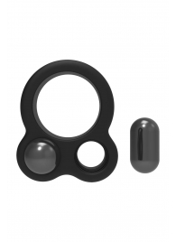 Черное эрекционное кольцо с утяжелителями Cockring Dual Weight - Dream Toys - в Рубцовске купить с доставкой