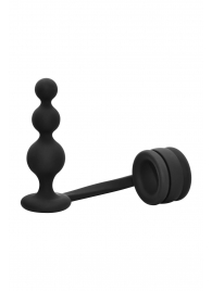 Черное эрекционное кольцо с анальной елочкой Cockring With Beaded Anal Plug - Dream Toys - в Рубцовске купить с доставкой