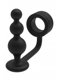 Черное эрекционное кольцо с анальной елочкой Cockring With Beaded Anal Plug - Dream Toys - в Рубцовске купить с доставкой