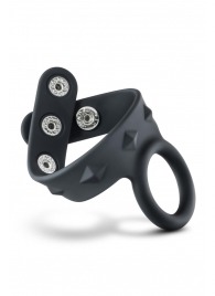 Черное эрекционное кольцо с подхватом мошонки на кнопках VS6 - Blush Novelties - в Рубцовске купить с доставкой