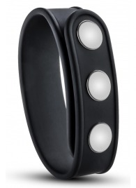 Черное эрекционное кольцо на кнопках - Blush Novelties - в Рубцовске купить с доставкой