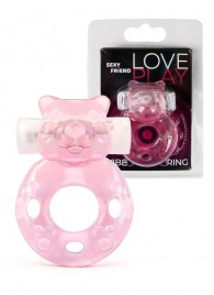 Розовое эрекционное виброкольцо в форме мишки - 1137 - в Рубцовске купить с доставкой