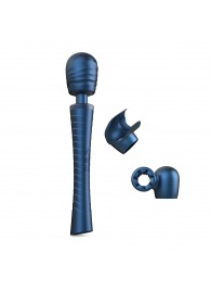 Синий вибромассажёр с насадками Man.wand Edgy - Manwan - в Рубцовске купить с доставкой
