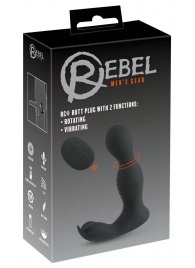 Черная анальная пробка с вибрацией, вращением и пультом ДУ RC Butt Plug with 2 Functions - Orion - в Рубцовске купить с доставкой