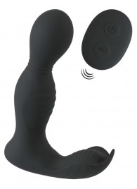 Черная анальная пробка с вибрацией, вращением и пультом ДУ RC Butt Plug with 2 Functions - Orion - в Рубцовске купить с доставкой