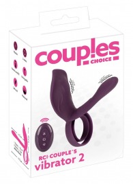 Фиолетовая насадка на член с клиторальным отростком и пультом ДУ RC Couple’s Vibrator 2 - Orion - в Рубцовске купить с доставкой