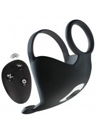 Черная вибронасадка для эрекции и стимуляции мошонки Cock ring with RC ball massager - Orion - в Рубцовске купить с доставкой