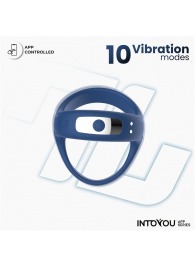 Синее интерактивное эрекционное виброкольцо Rank - Intoyou - в Рубцовске купить с доставкой