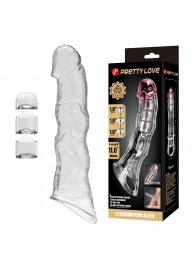 Прозрачный фаллоудлинитель с 3 вставками - 28 см. - Baile - в Рубцовске купить с доставкой