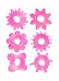 Набор из 6 розовых эрекционных колец с различным рельефом - Erowoman-Eroman - в Рубцовске купить с доставкой