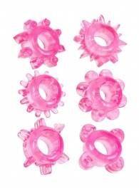 Набор из 6 розовых эрекционных колец с различным рельефом - Erowoman-Eroman - в Рубцовске купить с доставкой