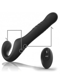Черный безремневой страпон с вибрацией и возвратно-поступательными движениями - 24 см. - Ibiza - купить с доставкой в Рубцовске