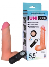 Фаллическая насадка Харнесс UNICOCK 5,5  с вибрацией - 17 см. - LOVETOY (А-Полимер) - купить с доставкой в Рубцовске