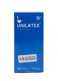 Классические презервативы Unilatex Natural Plain - 12 шт. + 3 шт. в подарок - Unilatex - купить с доставкой в Рубцовске