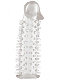 Прозрачная насадка на половой член с закрытой головкой и шипами - 12,5 см. - Toyfa Basic - в Рубцовске купить с доставкой