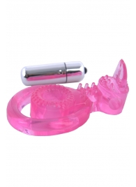Розовая вибронасадка со стимулятор клитора   Язычок - Toyfa Basic - в Рубцовске купить с доставкой