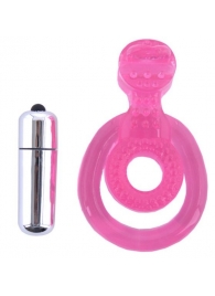 Розовая вибронасадка со стимулятор клитора   Язычок - Toyfa Basic - в Рубцовске купить с доставкой