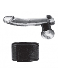 Чёрная утяжка на мошонку 1  Velcro Ball Stretcher - BlueLine - купить с доставкой в Рубцовске