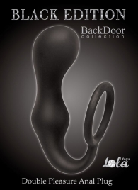 Чёрное эрекционное кольцо с анальной пробкой Double Pleasure Anal Plug - Lola Games - в Рубцовске купить с доставкой