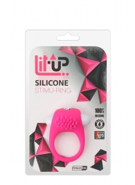 Розовое эрекционное кольцо с щеточкой LIT-UP SILICONE STIMU RING 5 - Dream Toys - в Рубцовске купить с доставкой