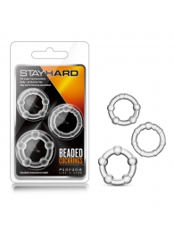 Набор из 3 прозрачных эрекционных колец Stay Hard Beaded Cockrings - Blush Novelties - в Рубцовске купить с доставкой