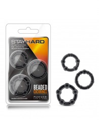 Набор из 3 чёрных эрекционных колец Stay Hard Beaded Cockrings - Blush Novelties - в Рубцовске купить с доставкой