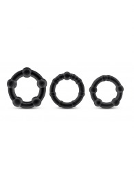 Набор из 3 чёрных эрекционных колец Stay Hard Beaded Cockrings - Blush Novelties - в Рубцовске купить с доставкой