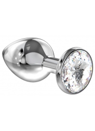 Большая серебристая анальная пробка Diamond Clear Sparkle Large с прозрачным кристаллом - 8 см. - Lola Games - купить с доставкой в Рубцовске