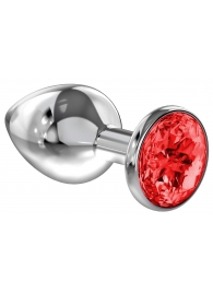 Большая серебристая анальная пробка Diamond Red Sparkle Large с красным кристаллом - 8 см. - Lola Games - купить с доставкой в Рубцовске