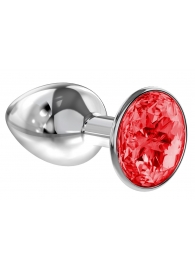 Малая серебристая анальная пробка Diamond Red Sparkle Small с красным кристаллом - 7 см. - Lola Games - купить с доставкой в Рубцовске