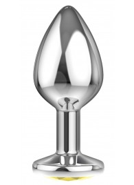 Малая серебристая анальная пробка Diamond Yellow Sparkle Small с жёлтым кристаллом - 7 см. - Lola Games - купить с доставкой в Рубцовске