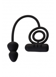 Чёрное эрекционное кольцо с вибропулькой и анальным хвостом - Erotist Adult Toys - в Рубцовске купить с доставкой