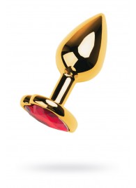 Золотистая анальная пробка с кристаллом-сердцем - 7,5 см. - ToyFa - купить с доставкой в Рубцовске