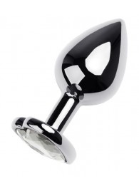 Серебристая анальная пробка с прозрачным кристаллом-сердцем - 8 см. - ToyFa - купить с доставкой в Рубцовске