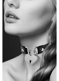 Черный чокер с замком в форме сердца - Bijoux Pour Toi - купить с доставкой в Рубцовске